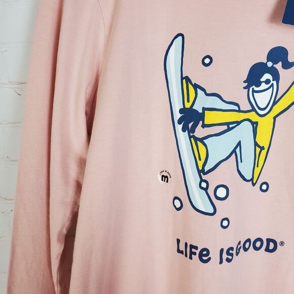 NEW Life is Good Long Sleeve Crusher Tee Shirt Womens M Pink Jackie Snowboard - Picture 6 of 12